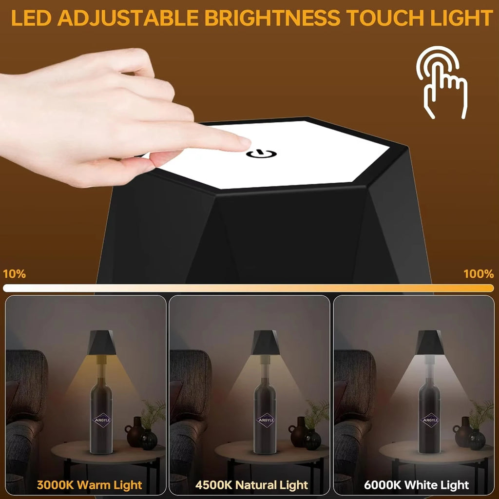 Wireless Bottle Table Lamp Touch Control 3 Colors Stepless Dimming Bedside lamps for Bar Wine Bottles Desk Lights Mood light