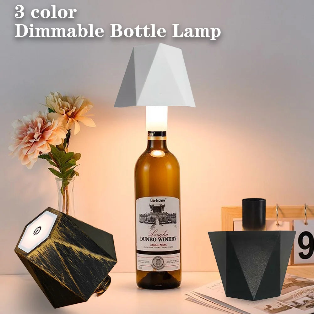 Wireless Bottle Table Lamp Touch Control 3 Colors Stepless Dimming Bedside lamps for Bar Wine Bottles Desk Lights Mood light